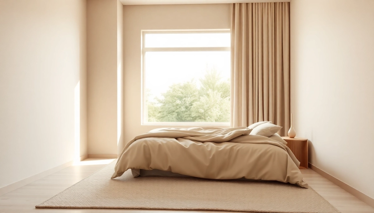 Beżowa sypialnia nowoczesna