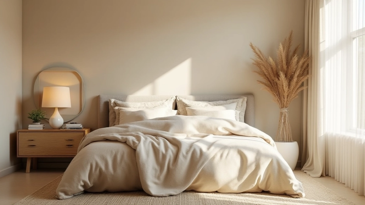 beżowe sypialnie