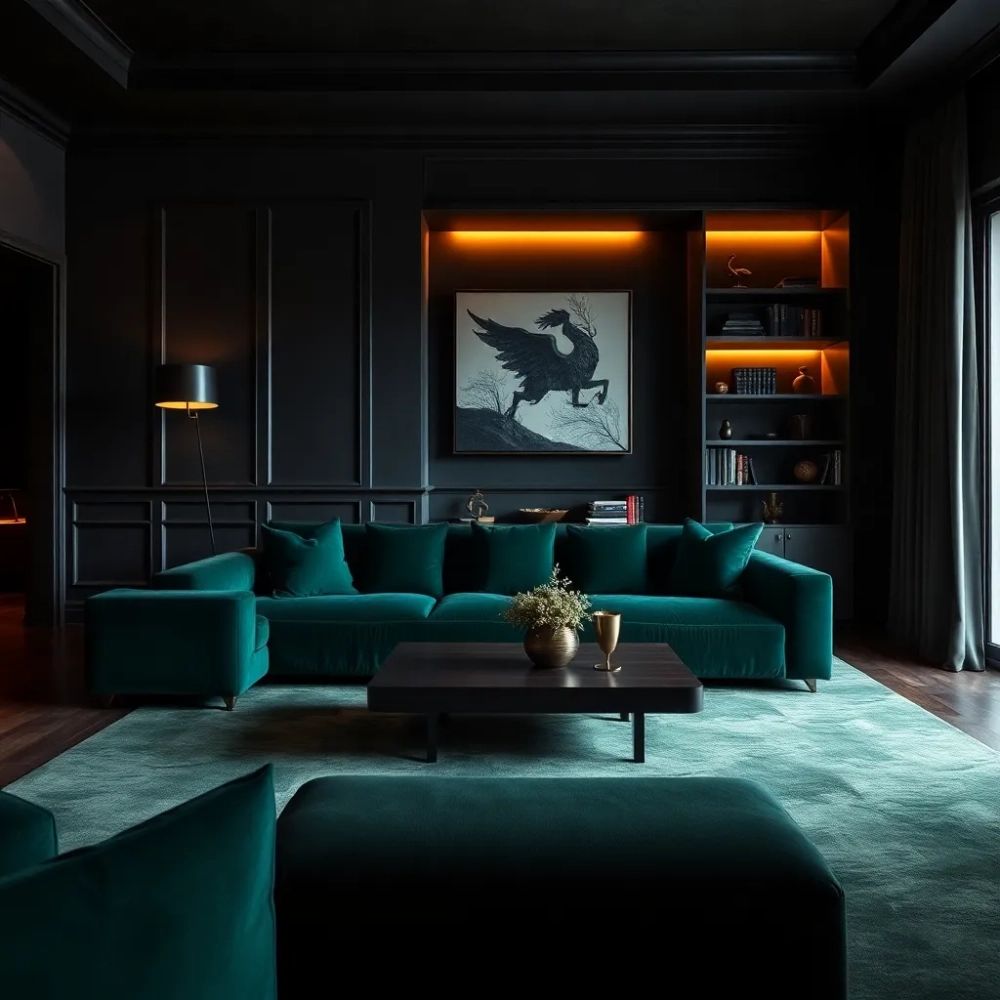 Ciemny salon inspiracje