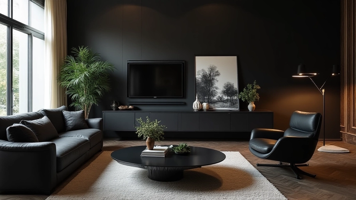 Czarne meble do salonu inspiracje
