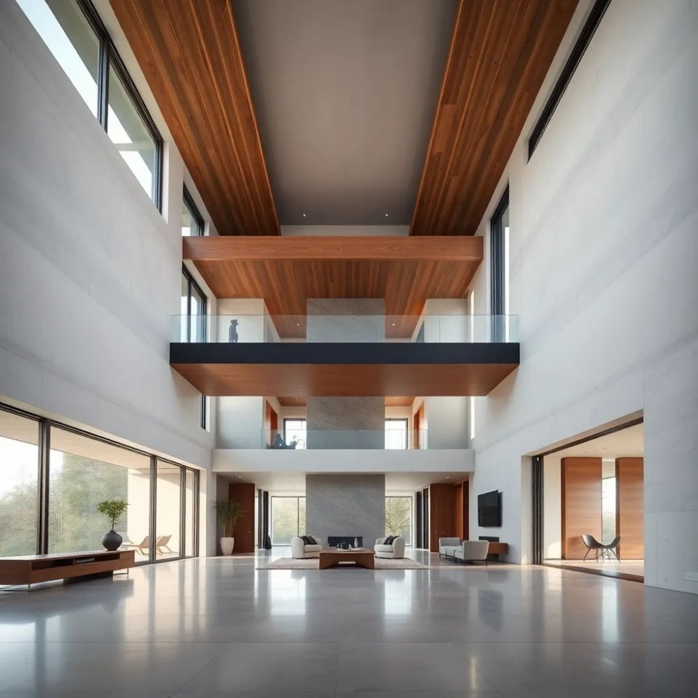 Domy z otwartą przestrzenią nad salonem