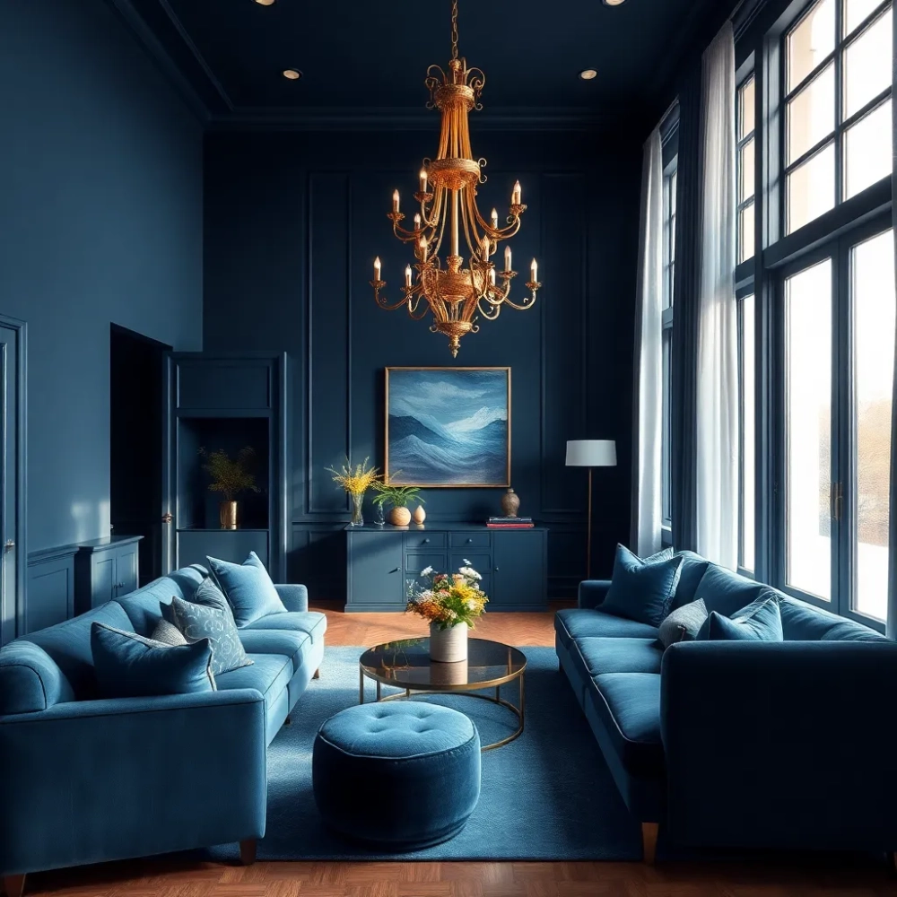 Granatowy salon inspiracje