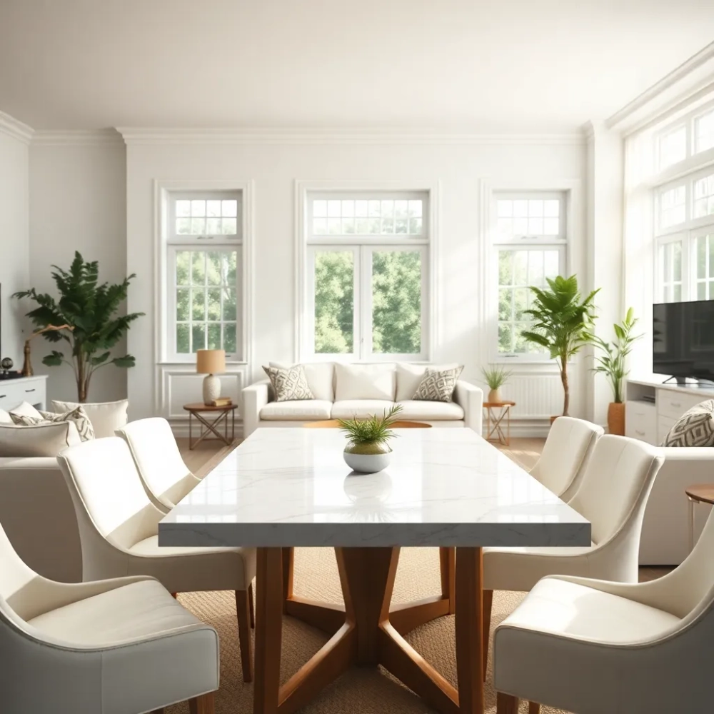 Jaki stół do białych mebli w salonie