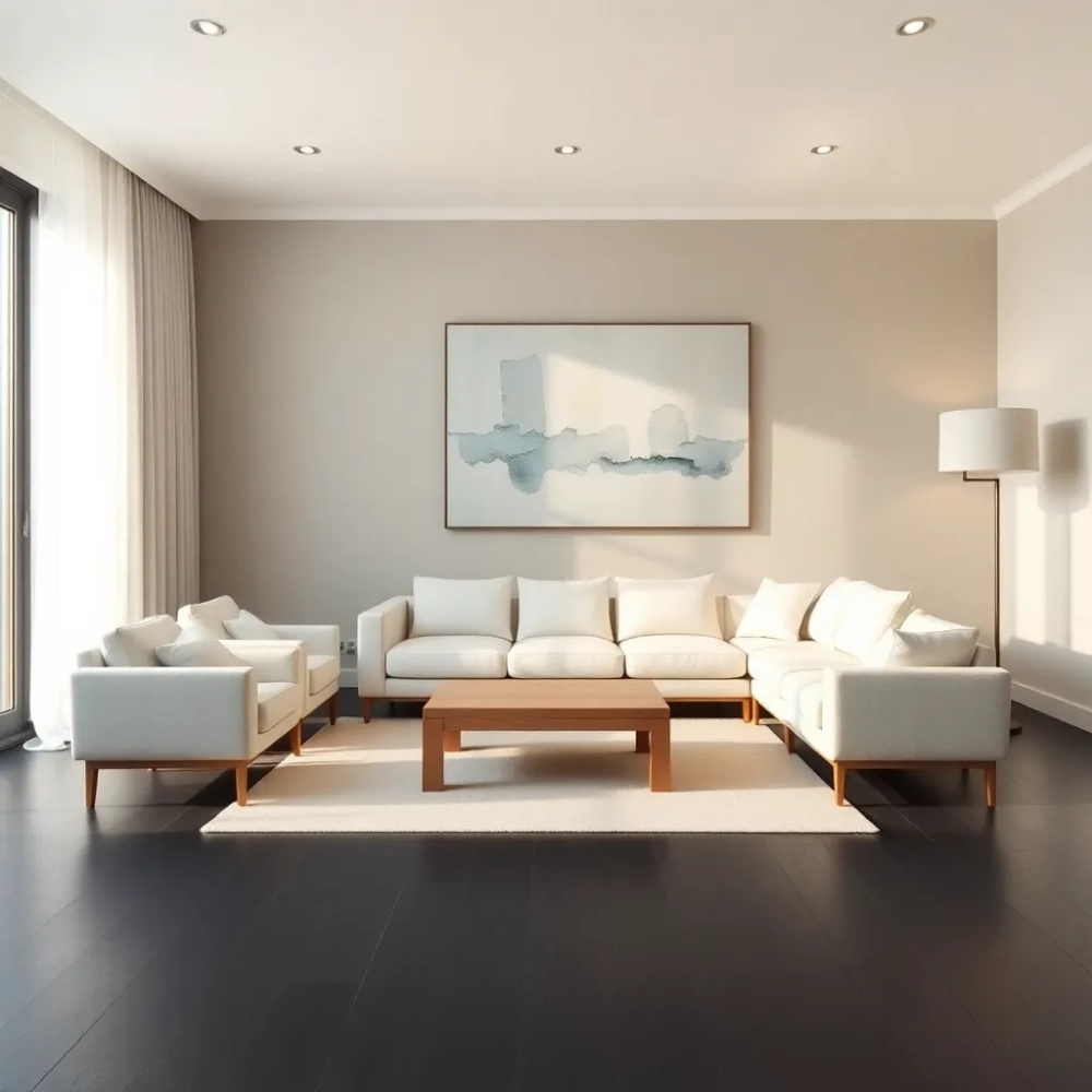 Jakie meble do salonu z ciemną podłoga