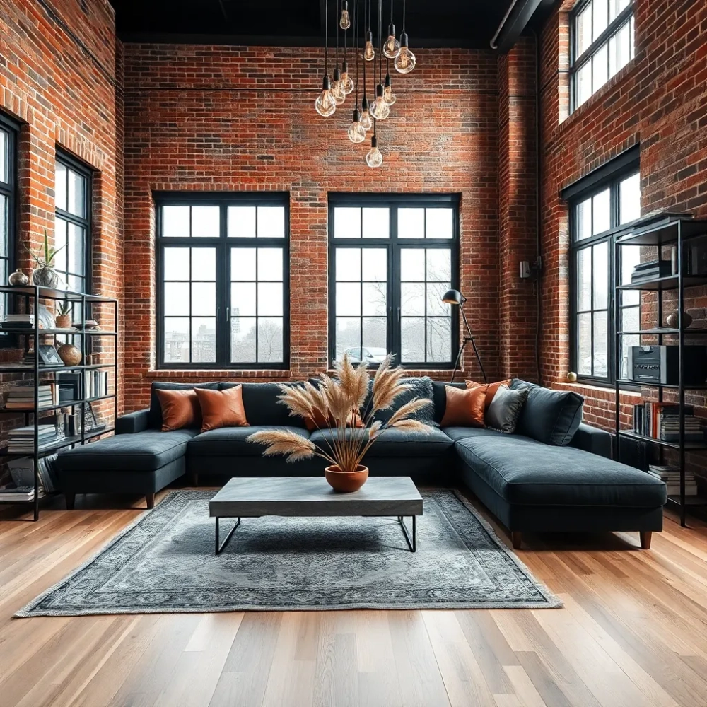 Loftowy salon w bloku