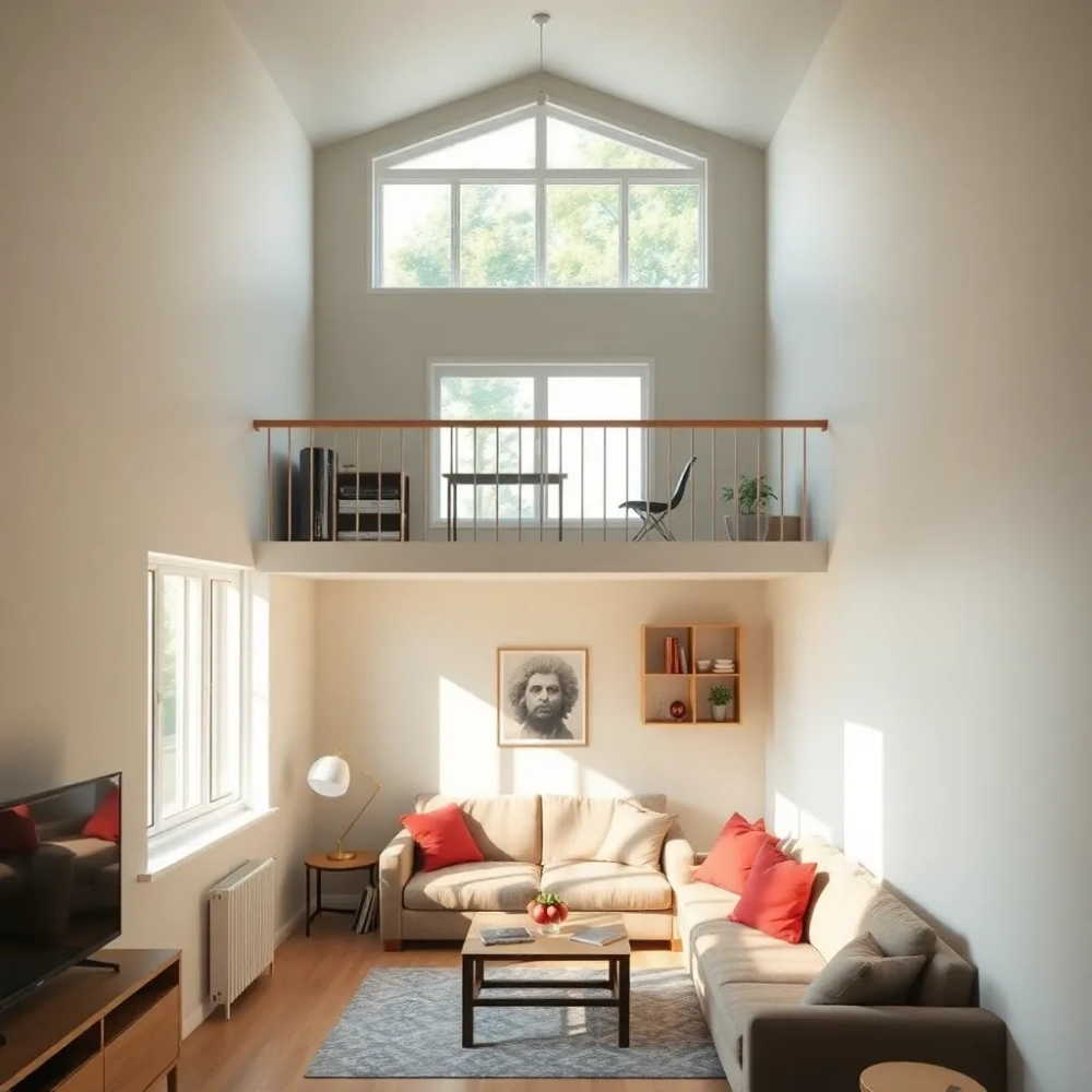 Mały salon z antresolą