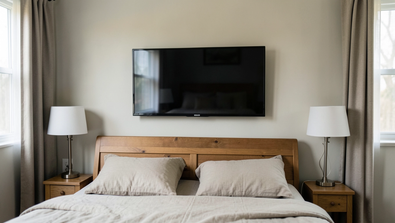 Na jakiej wysokości telewizor 55 cali na ścianie w sypialni