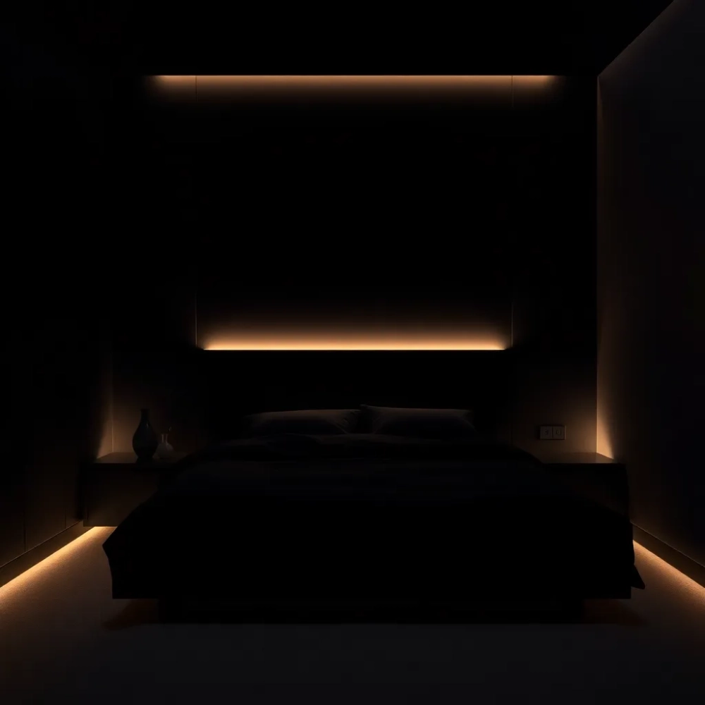 Nowoczesna ciemną sypialnia