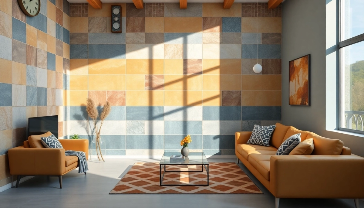 Nowoczesne płytki do salonu na ścianę