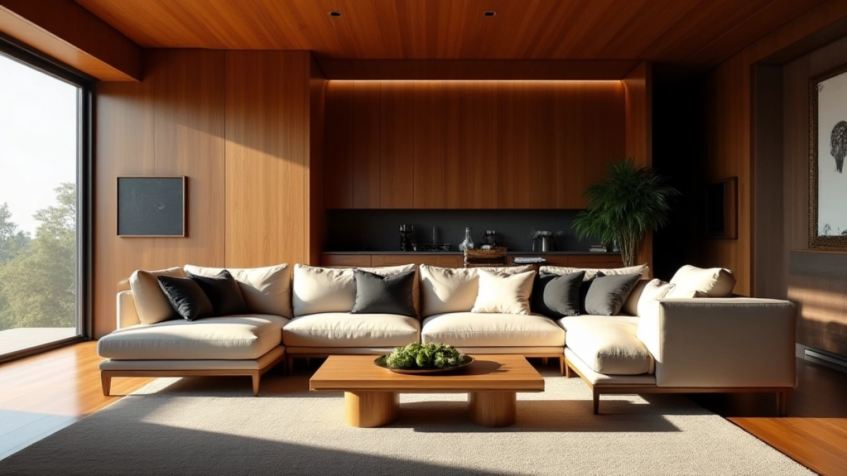 Nowoczesny salon z meblami wenge