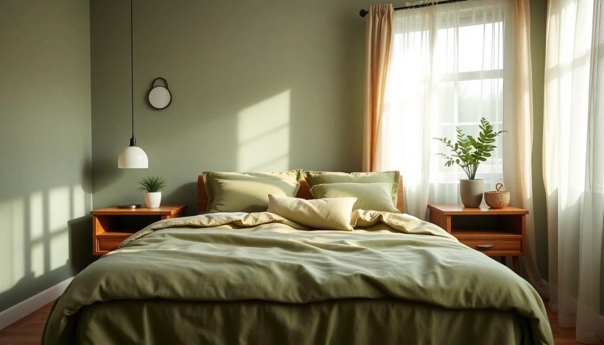 Oliwkowa sypialnia inspiracje