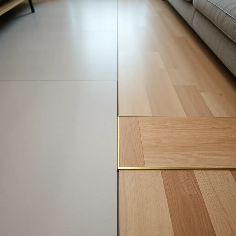 Połączenie płytek z panelami w salonie