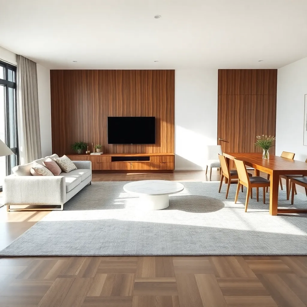 Prostokątny salon z jadalnią