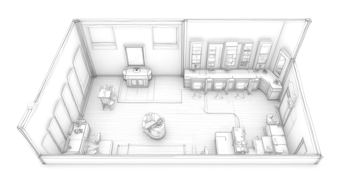 rysunek salonu fryzjerskiego