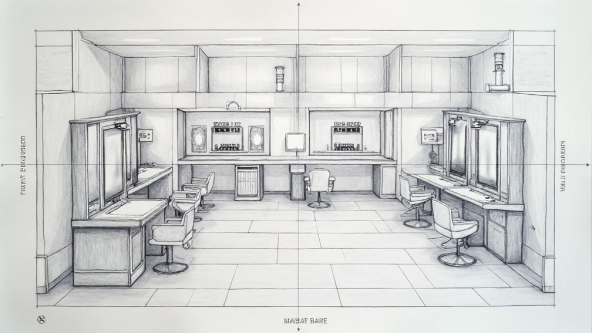Rysunek techniczny salonu fryzjerskiego