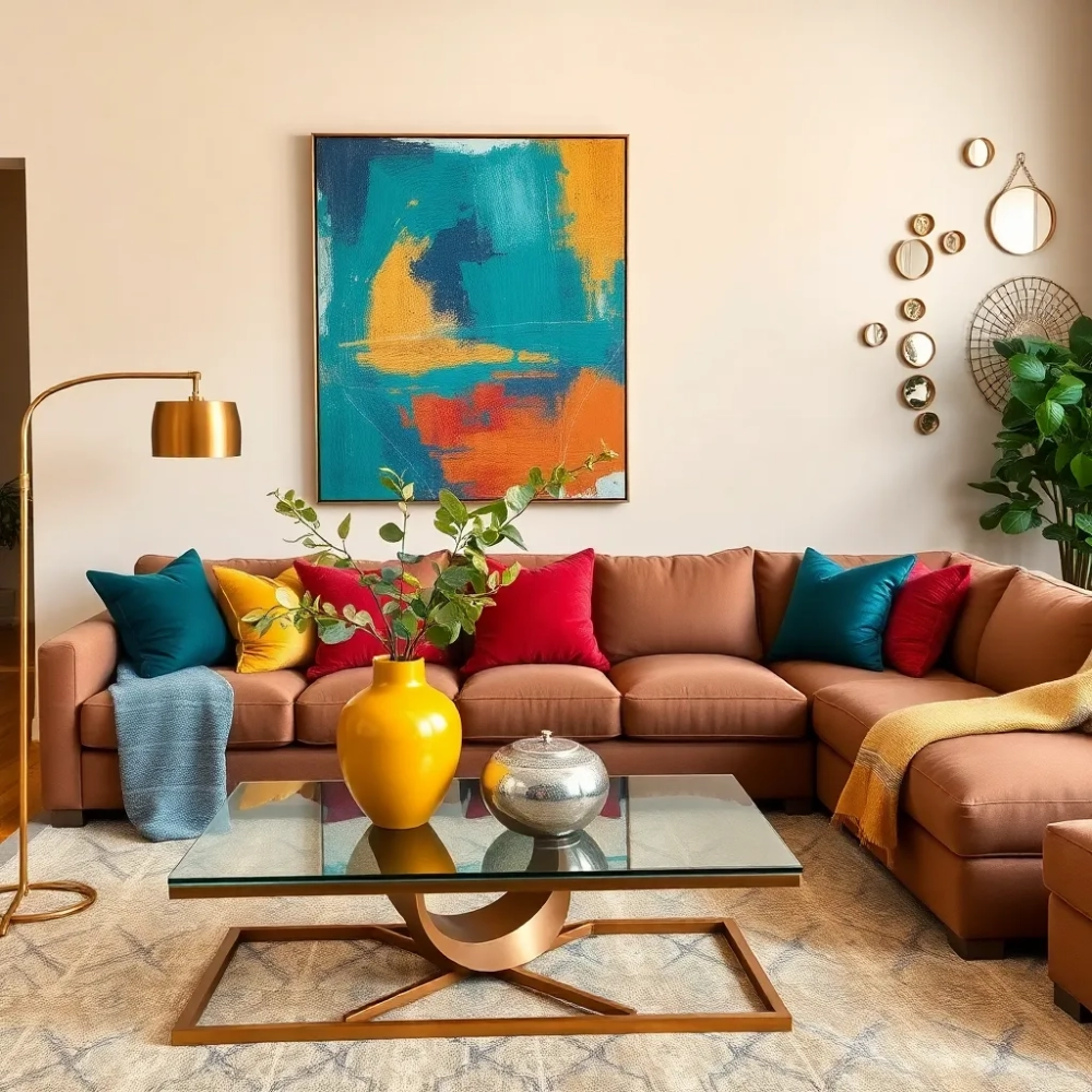 Salon beżowo brązowy jakie dodatki