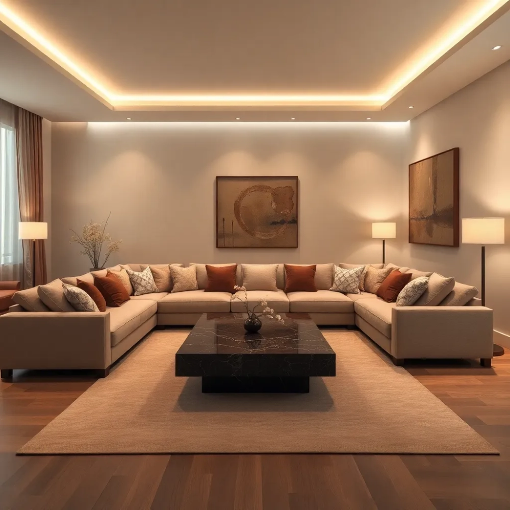 Salon w brązach i beżach