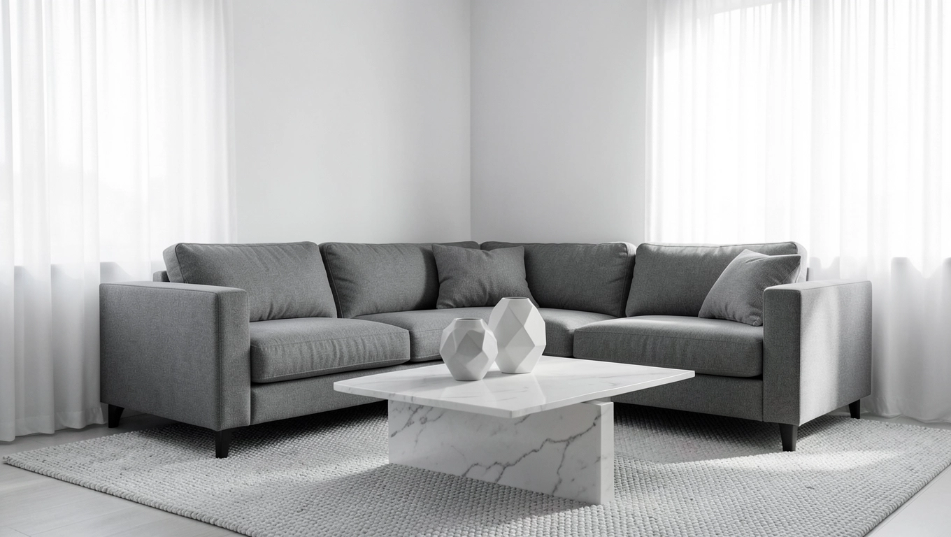 Salon w szarościach i beżach