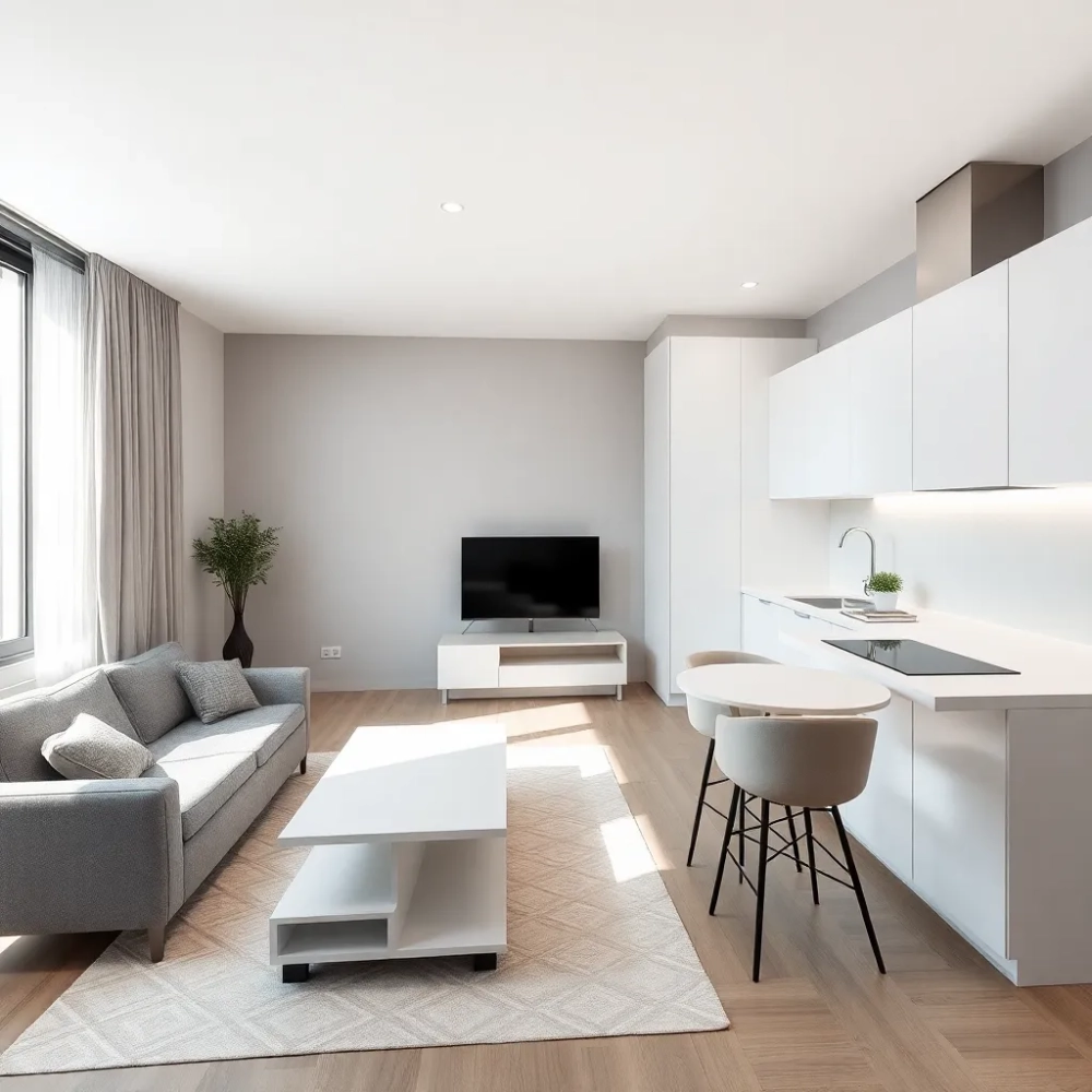 Salon z aneksem 22m2 projekt