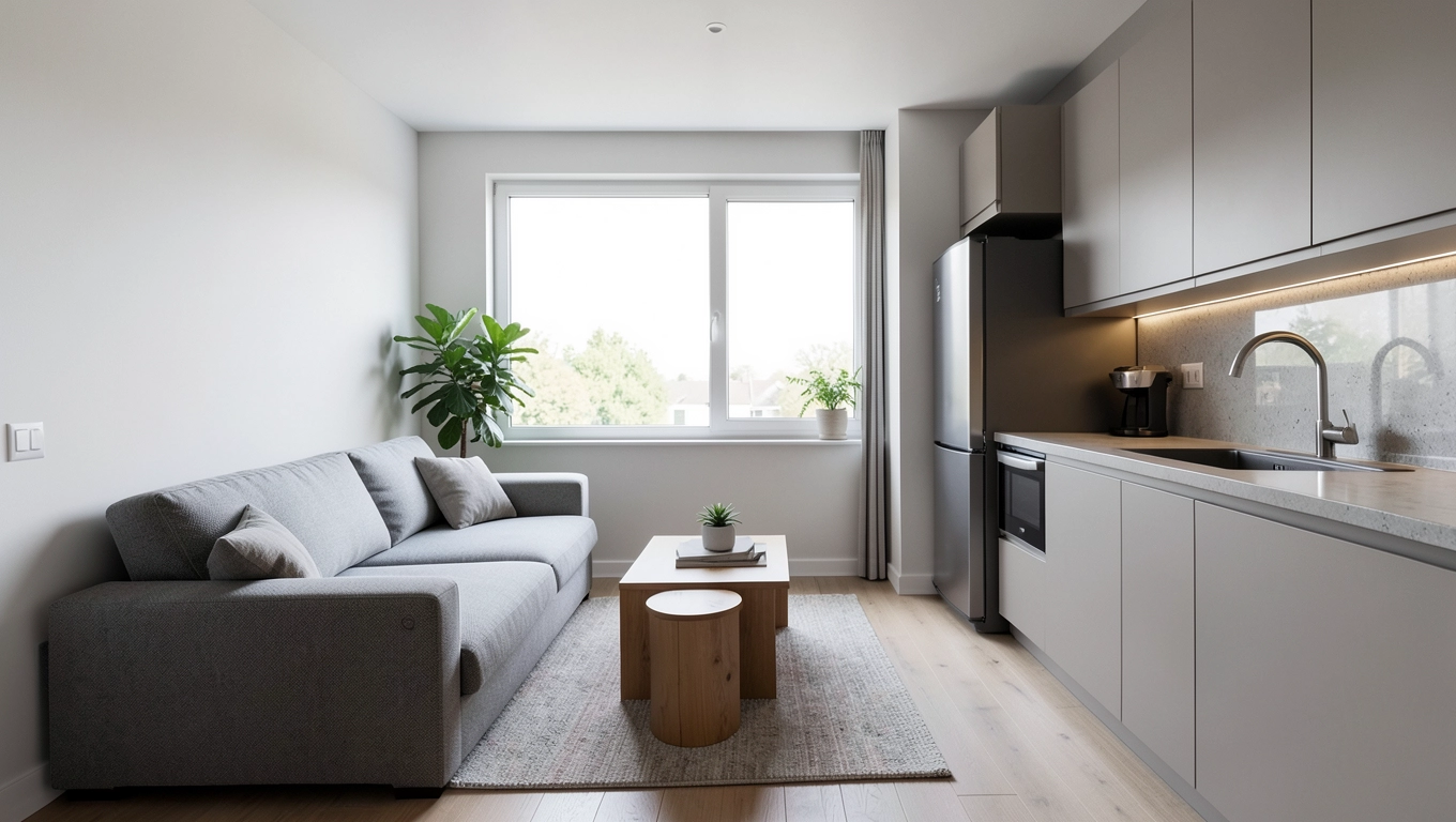 Salon z aneksem 25m2