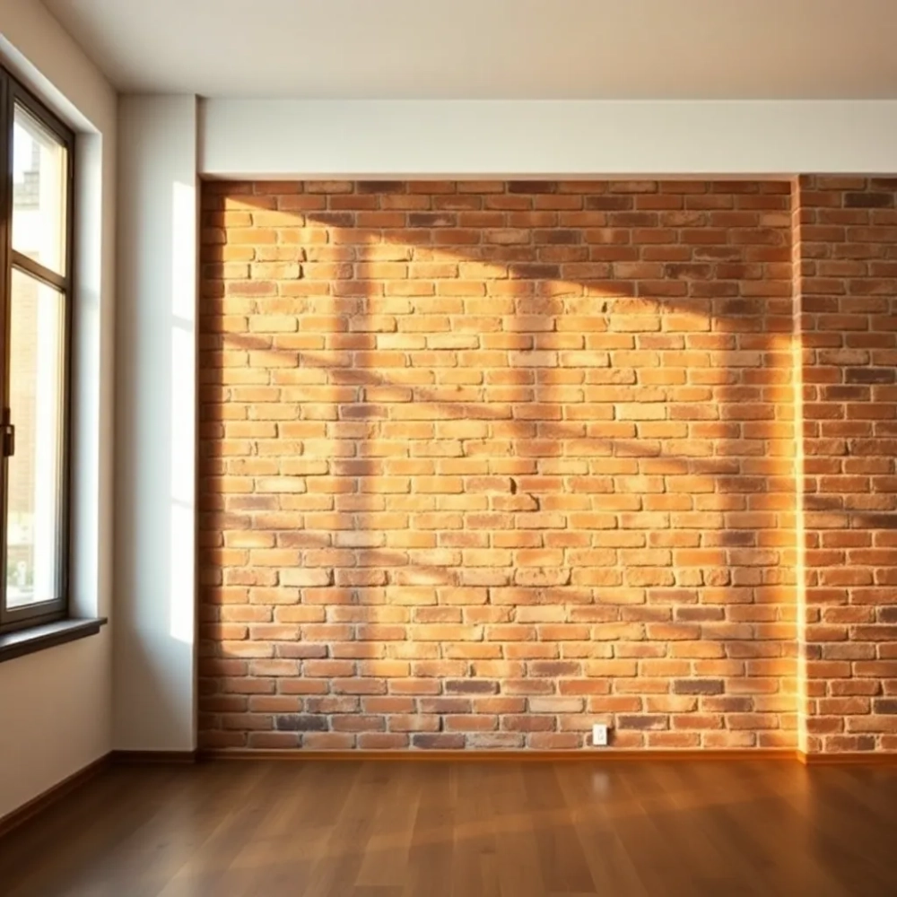 Ściana z cegły w salonie