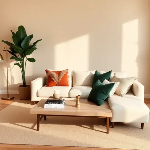 Beżowy salon  jakie dodatki