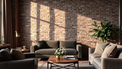 Cegła w salonie inspiracje