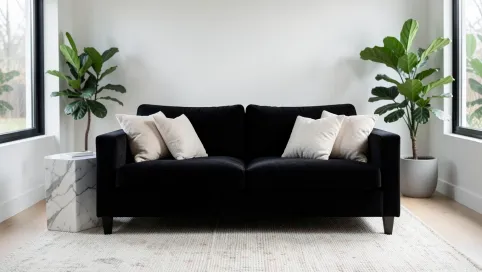 Czarną kanapą w salonie inspiracje