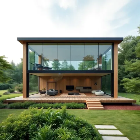 Dom z przeszklonym salonem