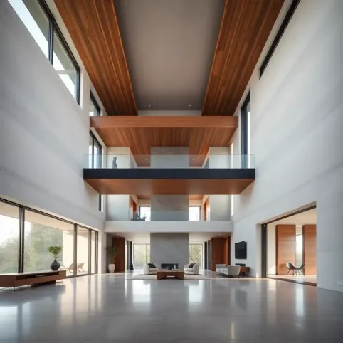 Domy z otwartą przestrzenią nad salonem