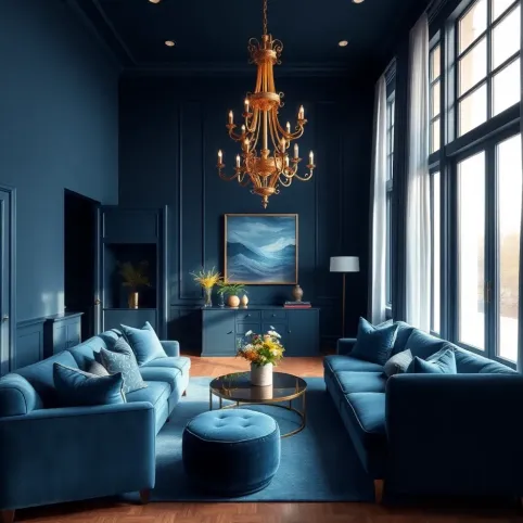 Granatowy salon inspiracje