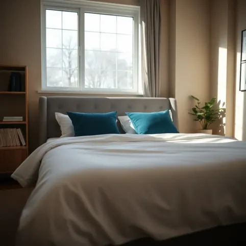 Łóżko sypialniane w salonie