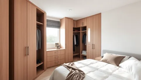 Mała sypialnia z garderobą inspiracje