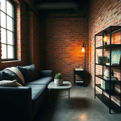 Mały salon w stylu loft
