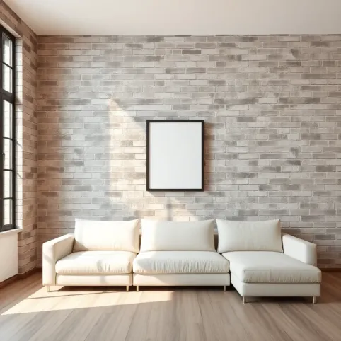 Nowoczesna cegła w salonie