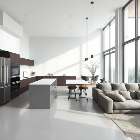 Nowoczesna kuchnia otwarta na salon