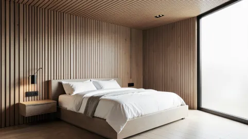 Nowoczesna sypialnia z lamelami