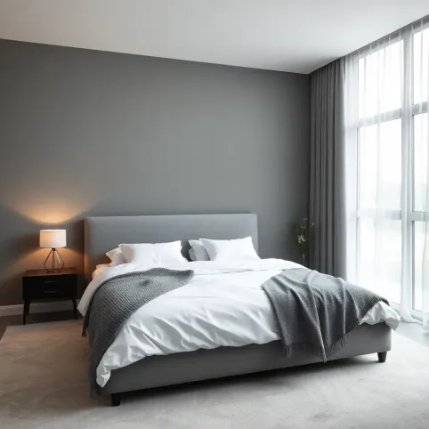 Nowoczesna szara sypialnia