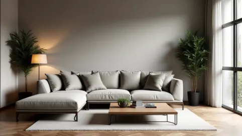 nowoczesny salon szarobeżowy