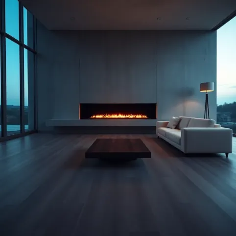 Nowoczesny salon z kominkiem