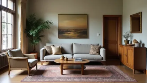 Nowoczesny salon ze starymi meblami