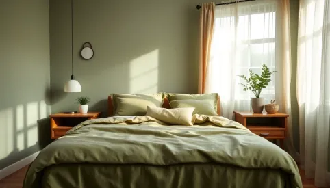 Oliwkowa sypialnia inspiracje