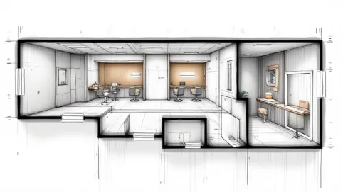 projekt salonu fryzjerskiego rysunek