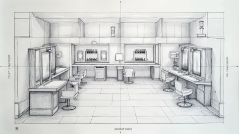 Rysunek techniczny salonu fryzjerskiego