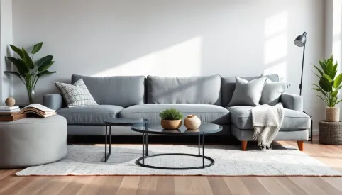 Salon szarą kanapa inspiracje