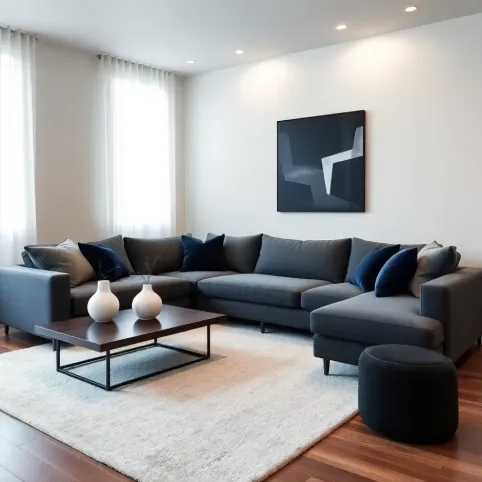 Salon szary z granatem