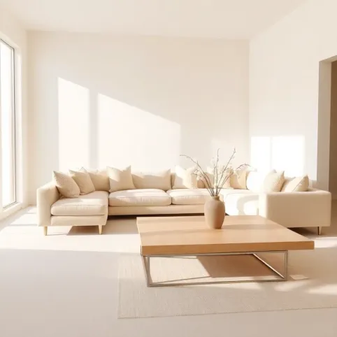 Salon w beżach i bieli