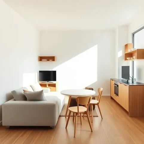 Salon z aneksem 18m2 projekt