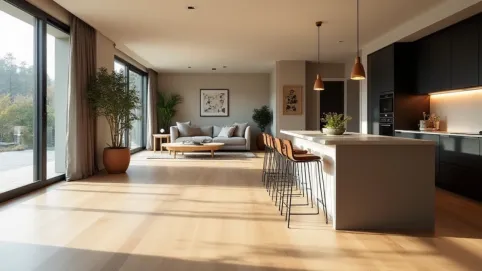 salon z kuchnią jaka podłoga