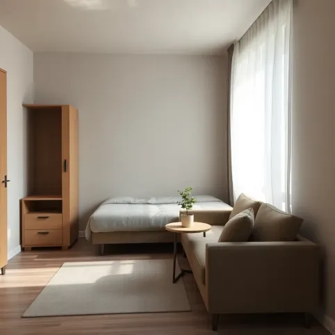 Salon z sypialnią w bloku